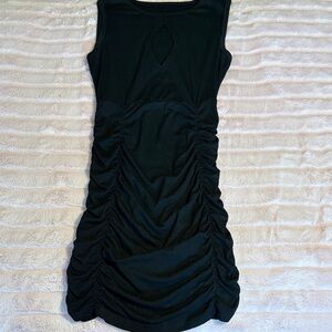 Others Follow Black Ruched Keyhole Mini Dress